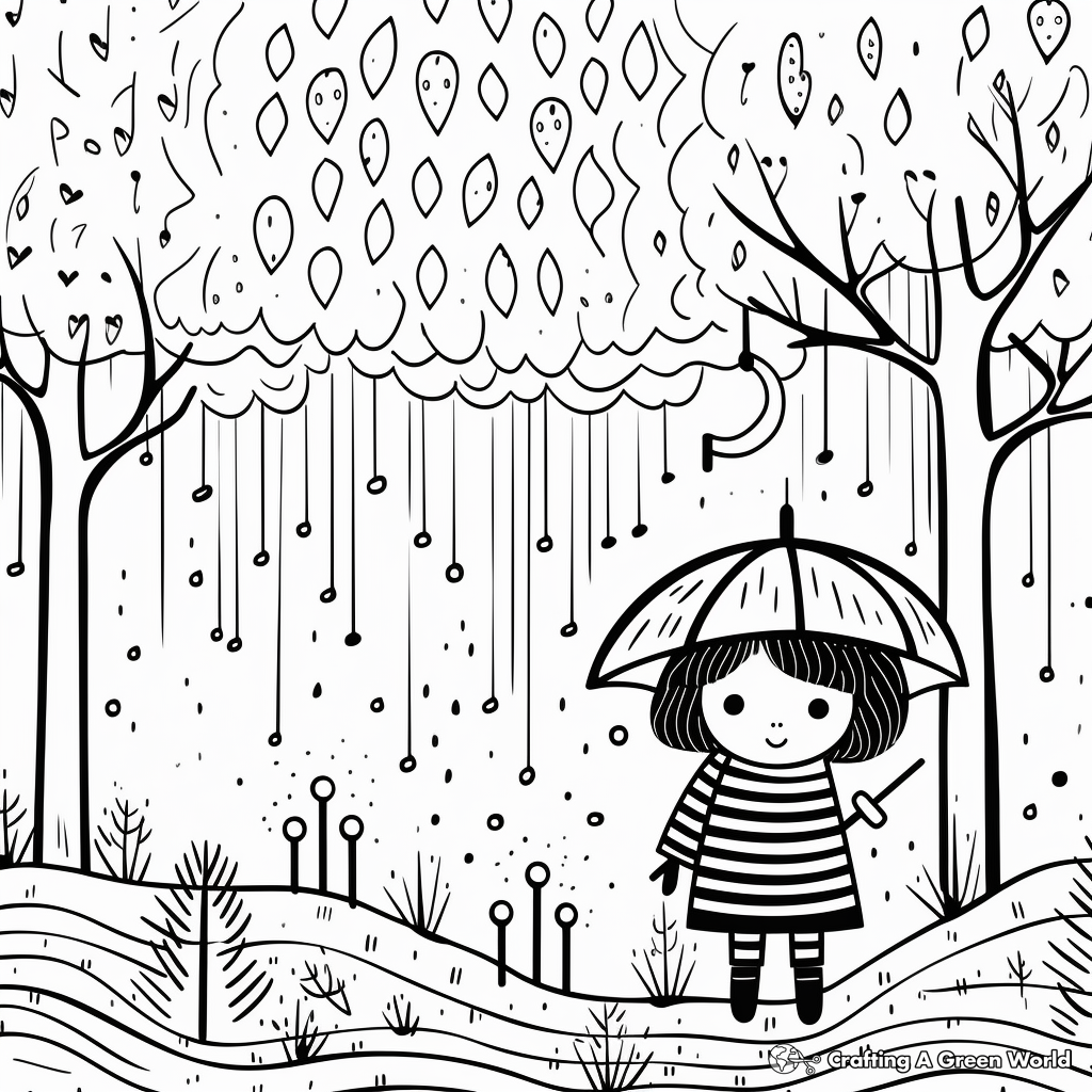 coloring page rain