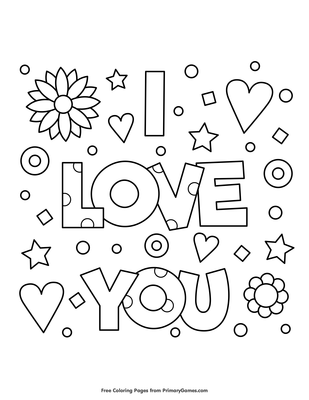 coloring pages i love you