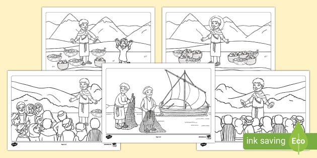 coloring pages jesus feeds the 5000