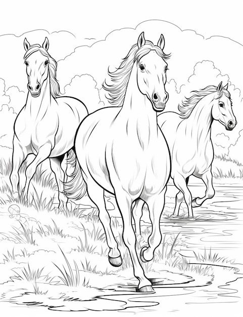 coloring pages of horses running