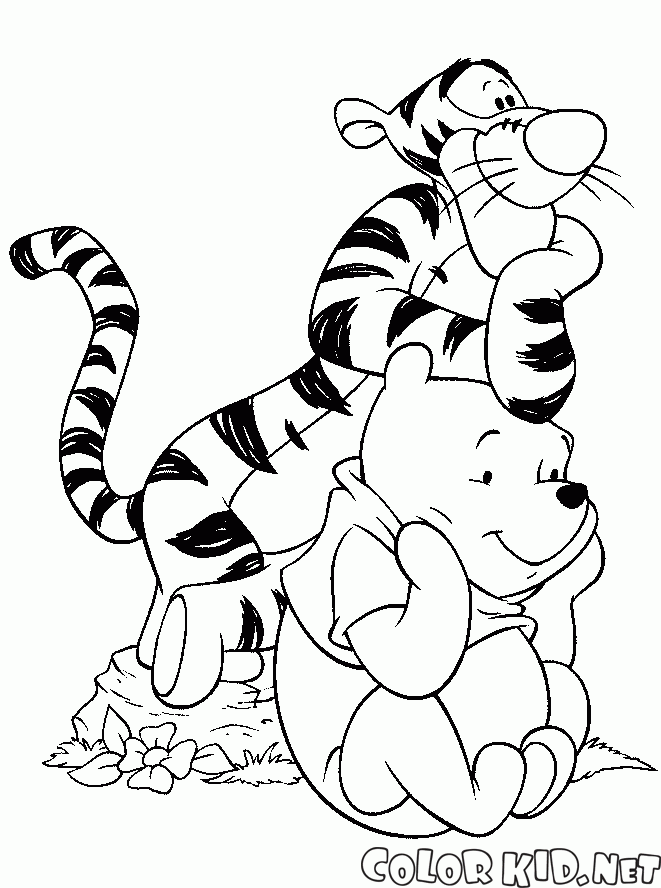 Coloring page - Tigger and Pooh