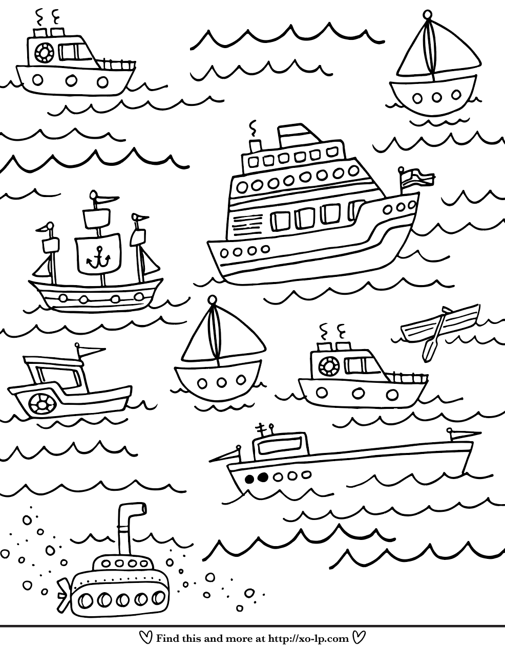 colouring pictures of boats