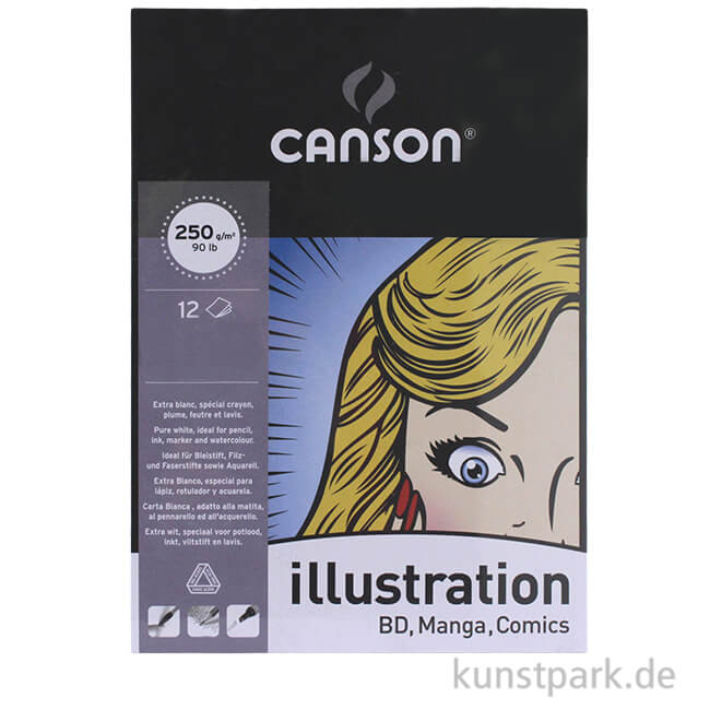 Canson Illustration, Manga und Comic Block, 12 Blatt, 250g