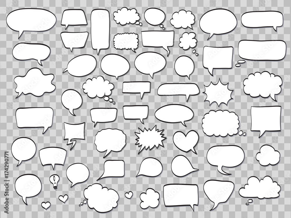 set of comic speech bubbles on transparent background. vector ...