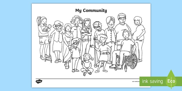 My Community Colouring Page (teacher made) - Twinkl