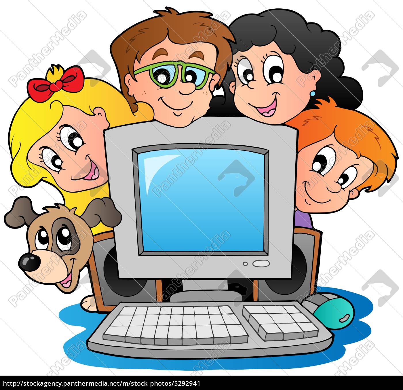computer mit cartoon-kids und hund - Lizenzfreies Bild #5292941 ...