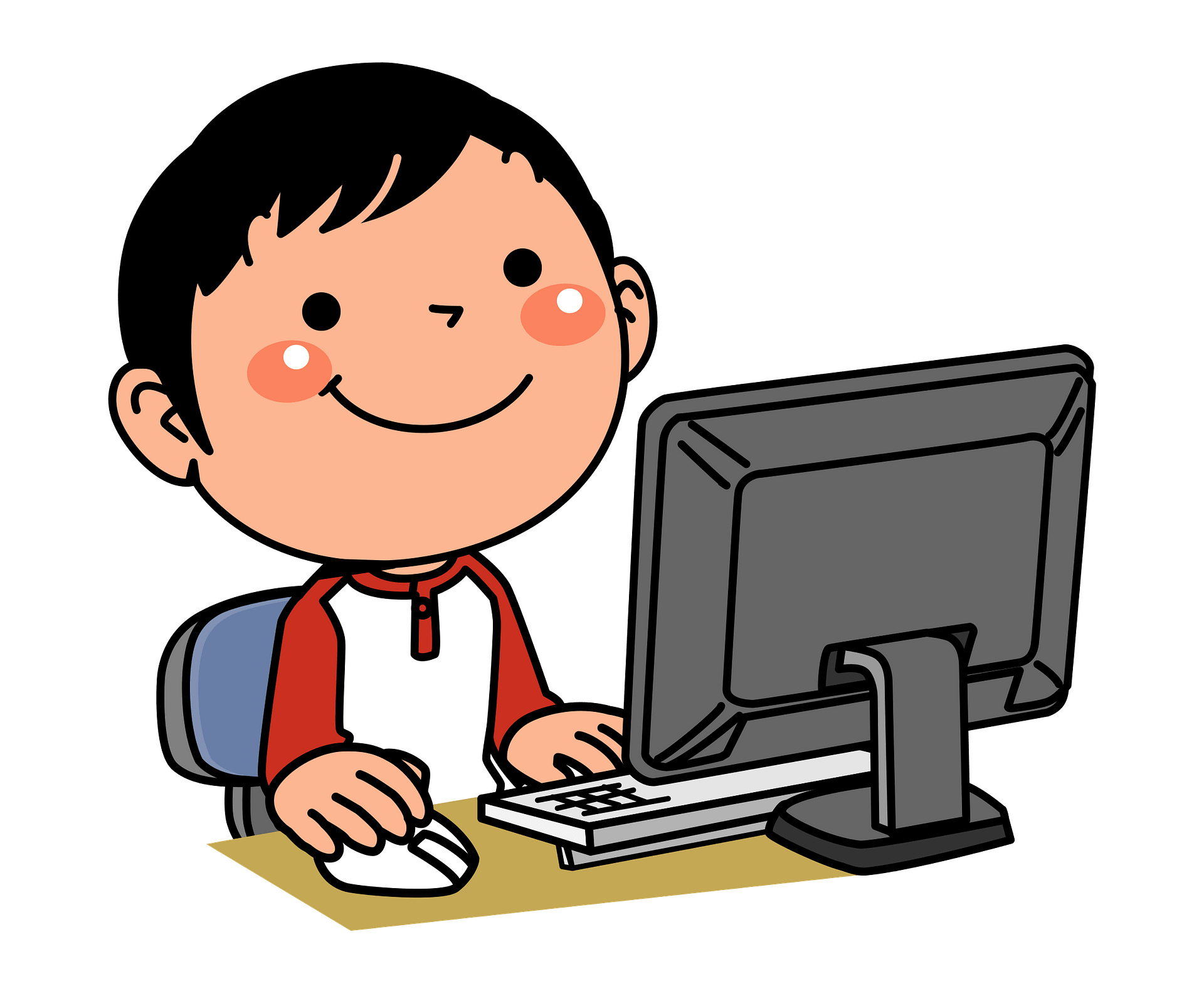 Boy is Playing on the Computer - Free vector clipart images on ...