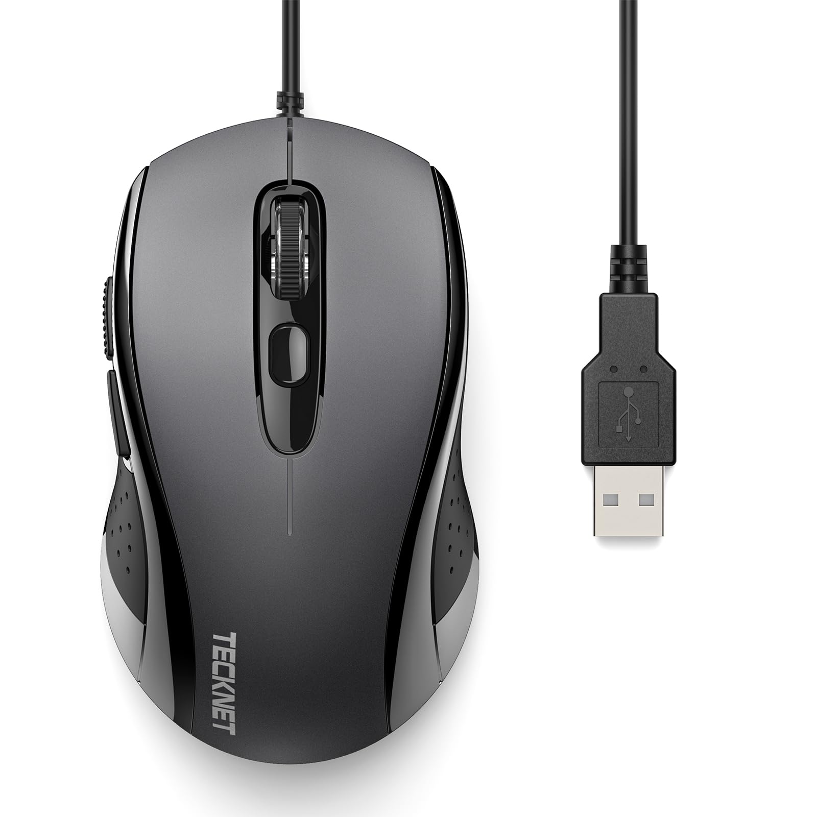 TECKNET Maus mit Kabel, 3600DPI Optical Business Mouse Ergonomische  Kabelgebundene Maus mit 6 Tasten, 4 Verstellbare DPI Level, USB-Plug &amp;  Play, für ...