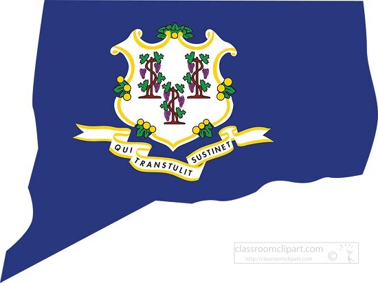 Connecticut State Clipart-connecticut state map with flag clipart