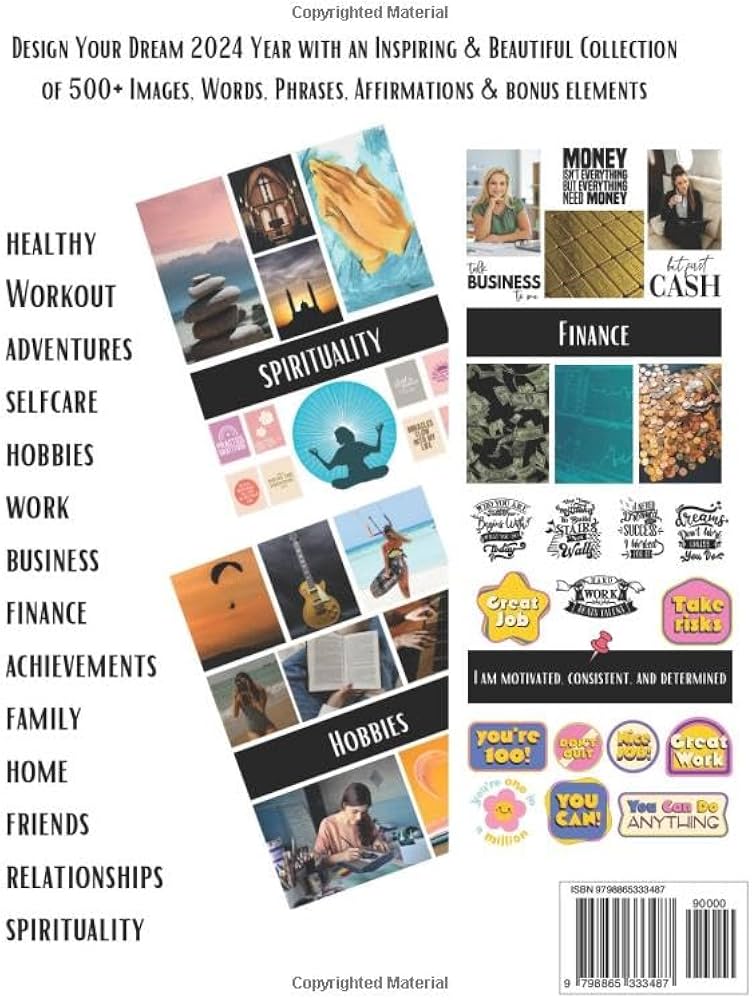 2024 Vision Board Clip Art Book: Create Your Awesome 2024 With ...