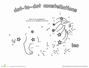 Dot to Dot Constellation: Leo | Worksheet | Education.com