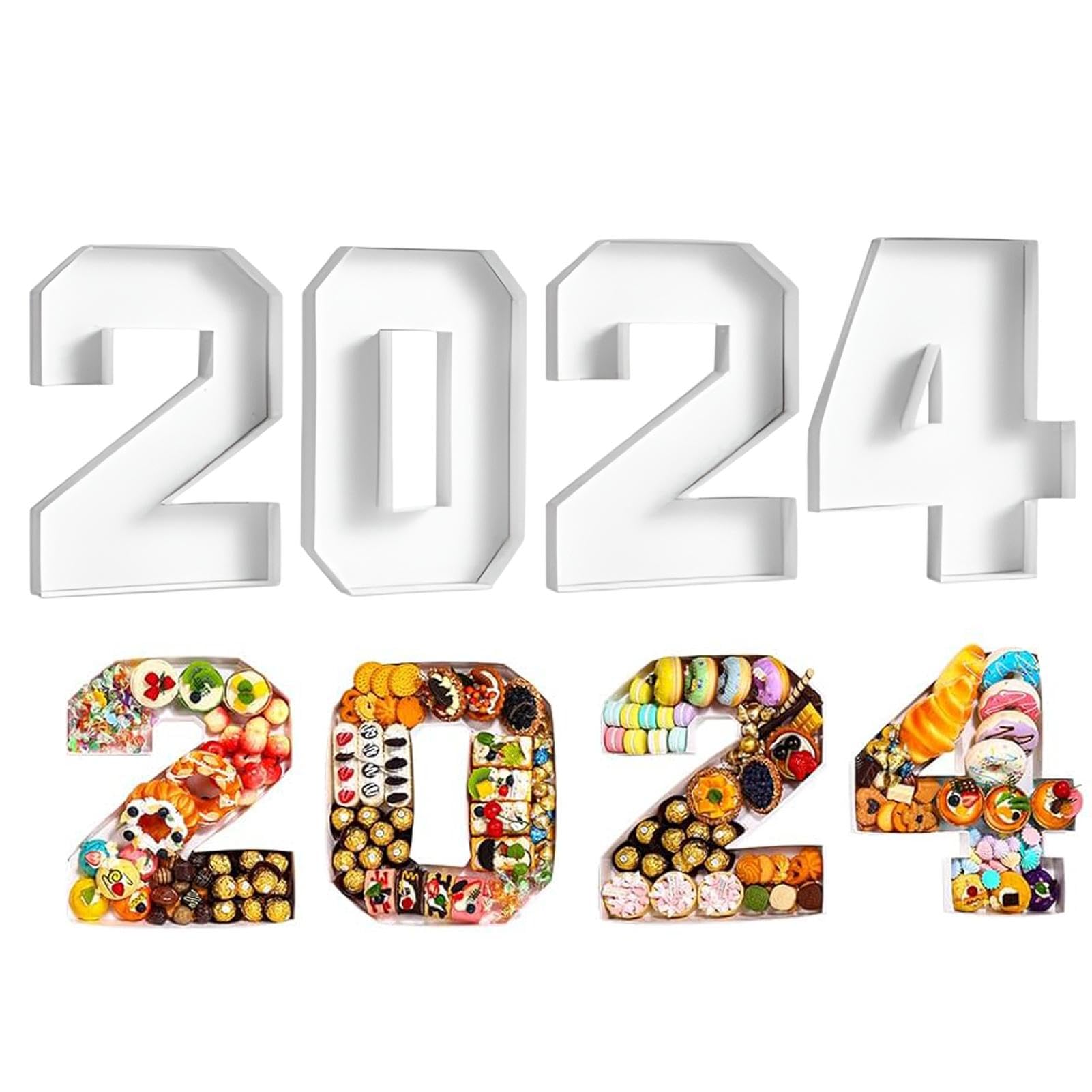 Generisch Number Food Trays for 2024, Charcuterie Numbers to Fill in 2024-4  Pieces Candy Containers for Graduation - Empty Food Storage Table Topper ...