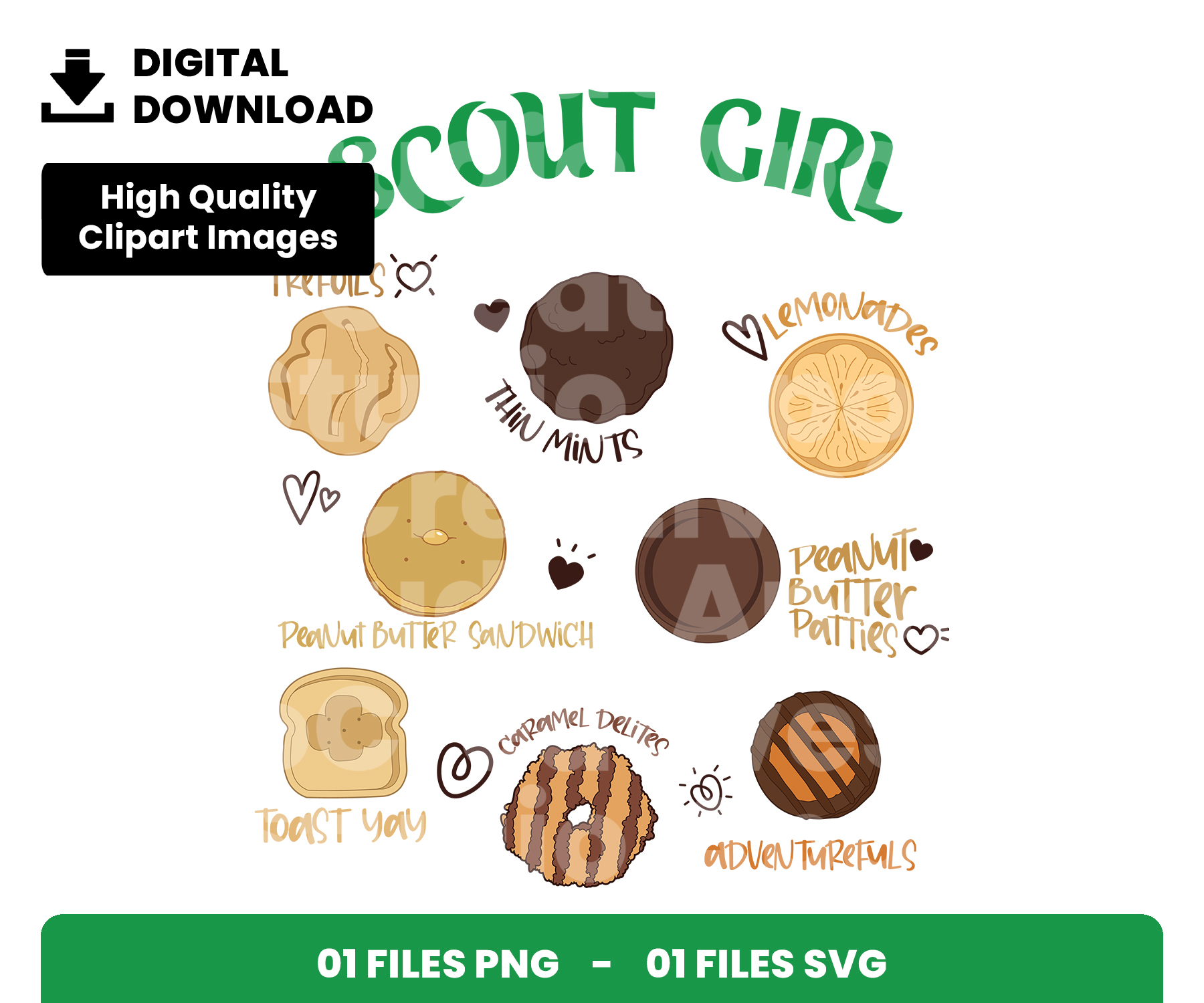 01 Clipart - Scout Girl Cookie - EclipArtCo