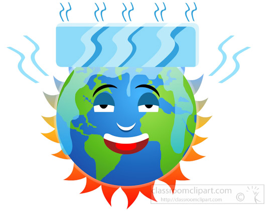 Environment Clipart - burning-earth-character-cooling-itself-with ...