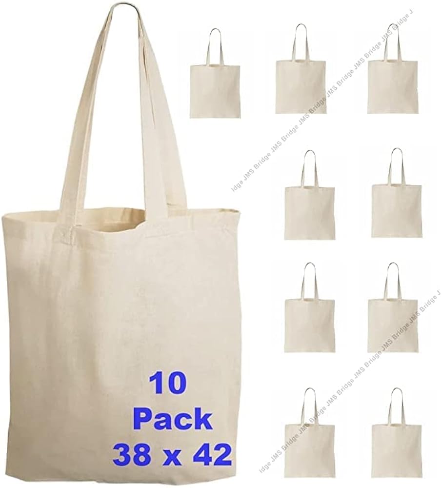TOP COTTON BAGS 10 x Baumwolle Einkauftasche Natural Color Tote Shopper.  Ideal für den Druck oder Stoffmalerei. Stoff Gewicht: 5 Unzen : Amazon.de:  ...