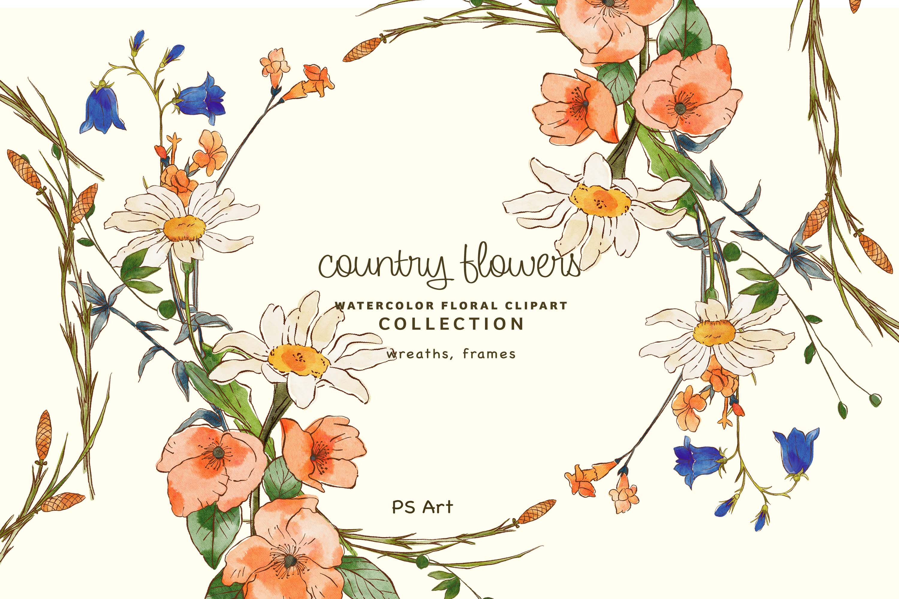 country flowers cliparts