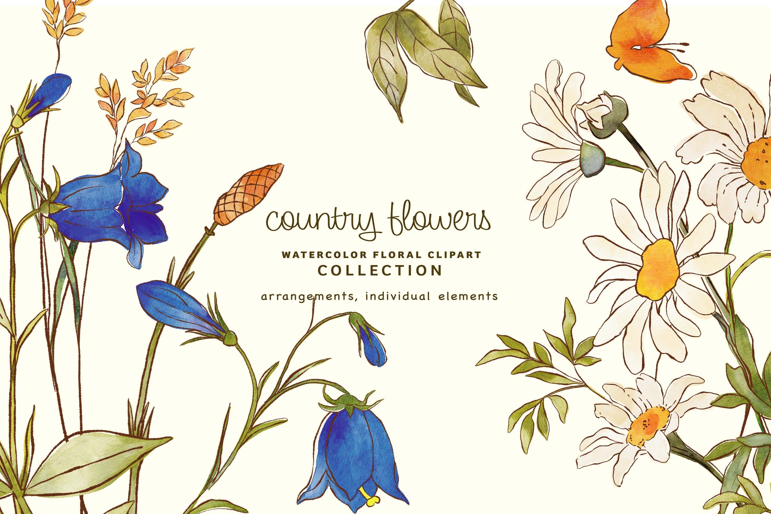country flowers cliparts