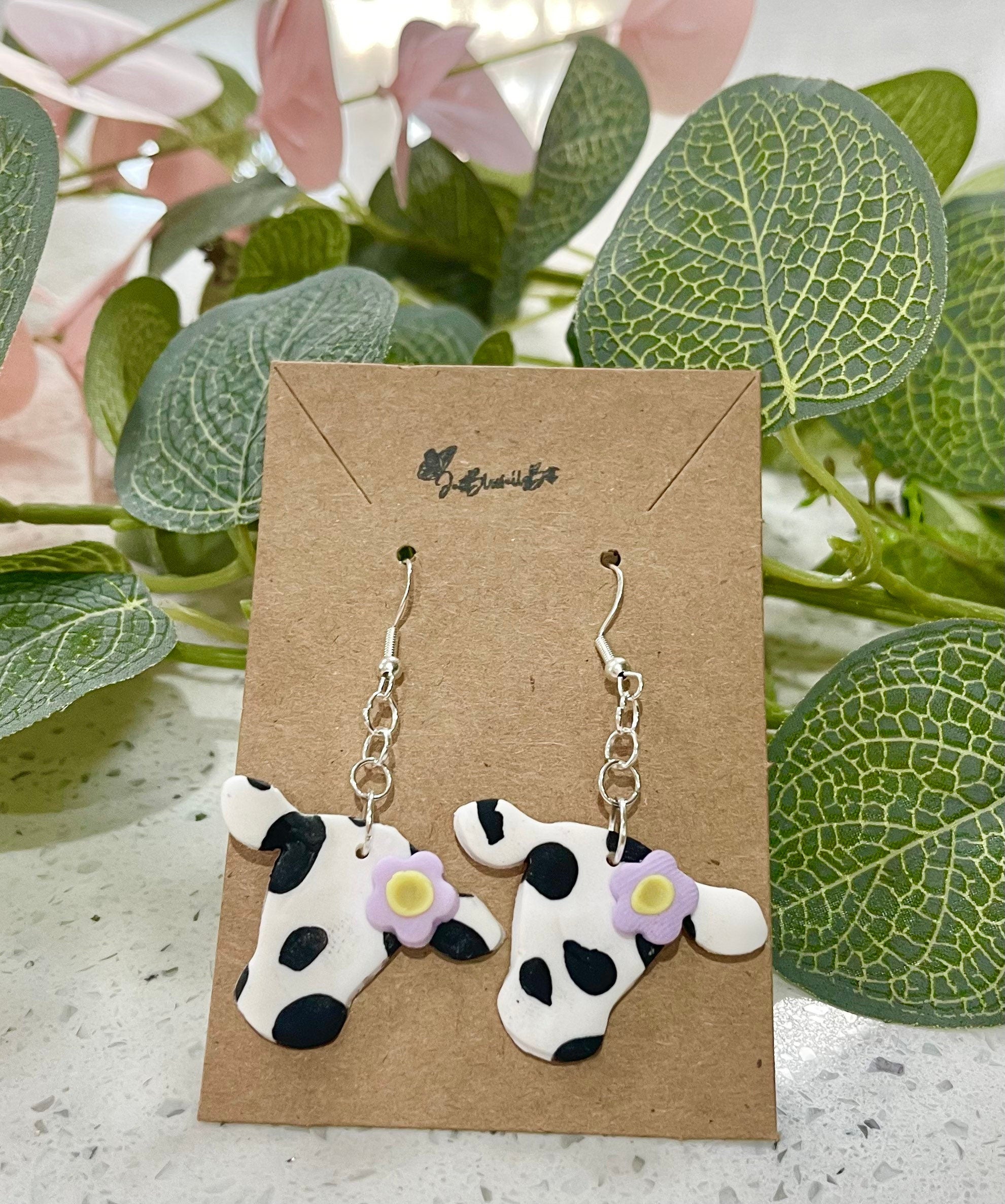 Polymer resuscitare Clay Cow Earrings