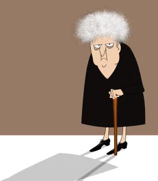cranky old lady cartoon