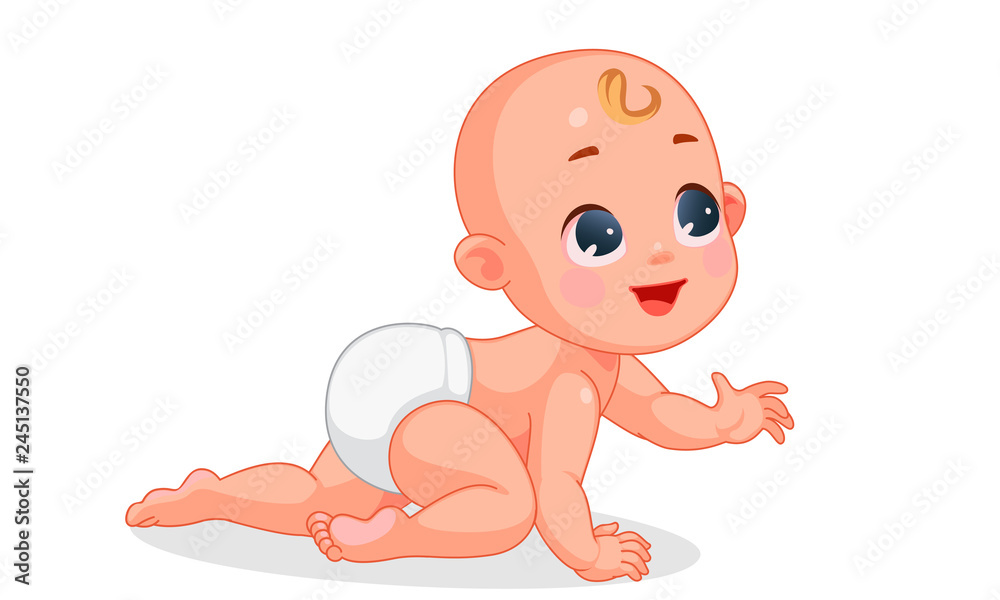 Vector illustration of cute baby crawling 1 Stock-Vektorgrafik ...