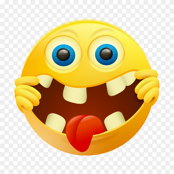 Crazy yellow emoji face on transparent background PNG - Similar PNG