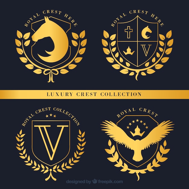 Free Vector | Set of luxurious crests golden badges
