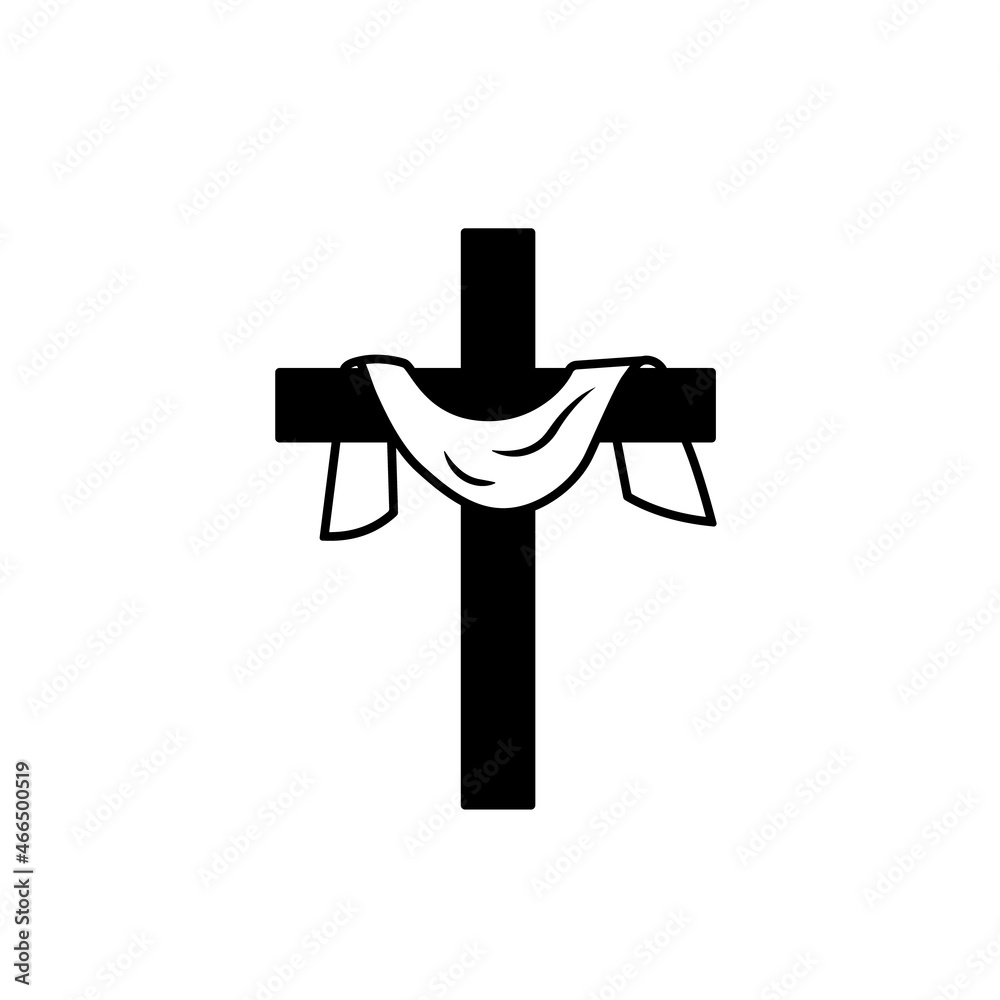 Draped cross silhouette icon. Clipart image isolated on white ...