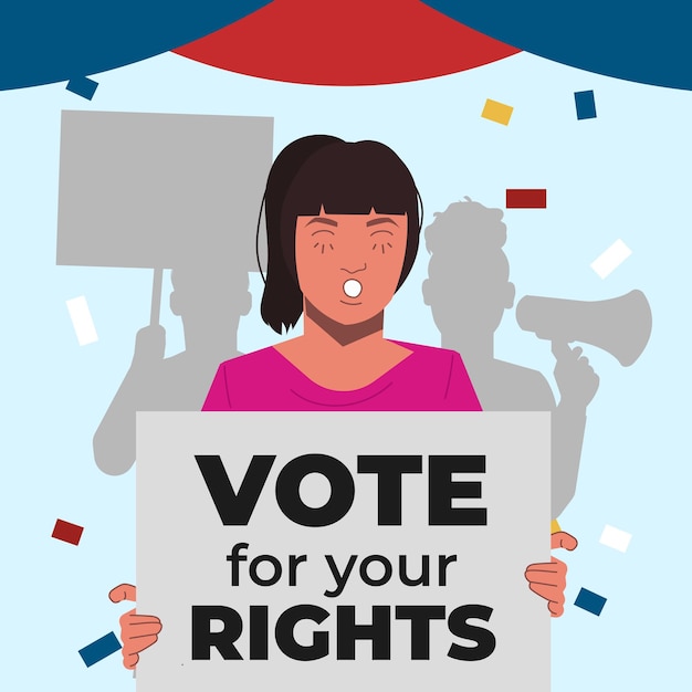 Premium Vector | Woman crowd election vote 2024 political campaign ...