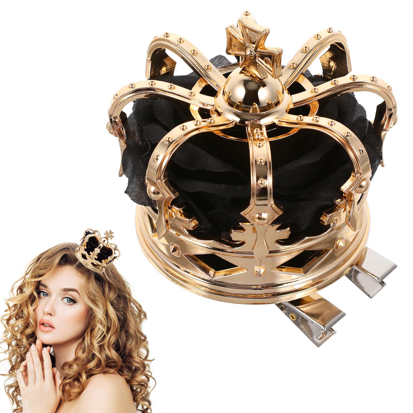 FRCOLOR Mini Crown Hair Clip King Queen Royal Crown Hair Pin Tiara ...