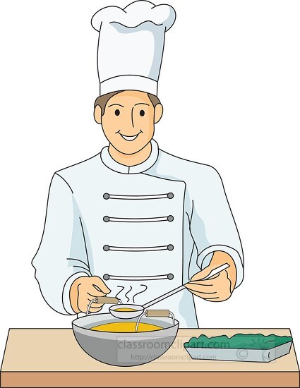 Culinary Clipart-chef cooking with bowl and vegetable clipart