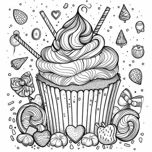Dive into Cupcake Coloring Page - Artistic Activity