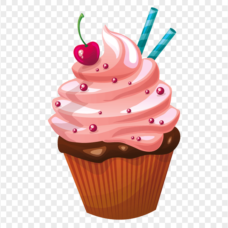 HD Pink Birthday Cupcake Cartoon Illustration PNG | Citypng