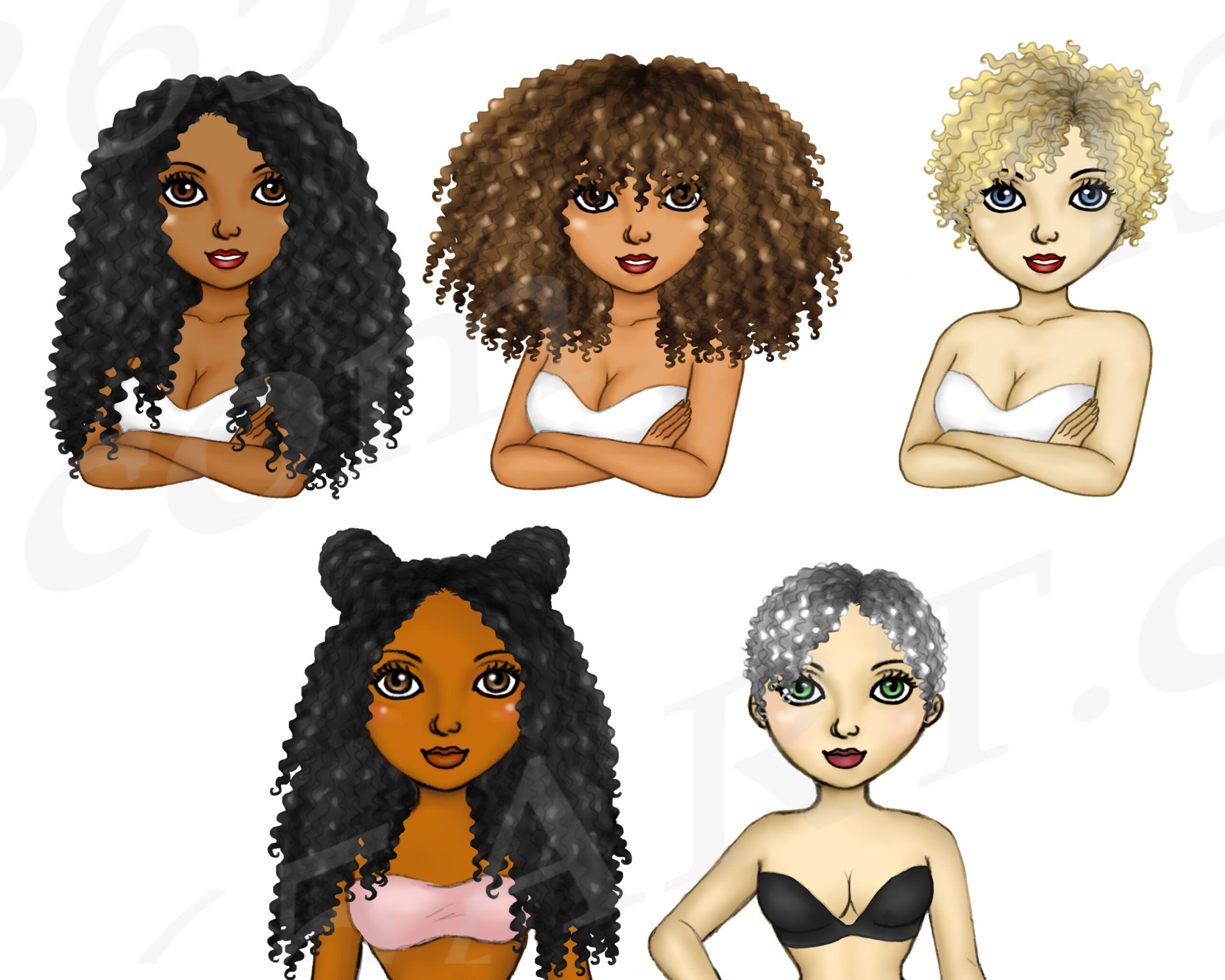 curly hair cliparts 2024