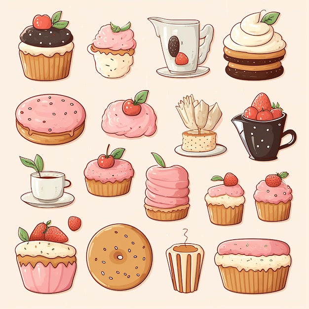 Whimsical Bakery Charm Cute Bakery Decoration Clipart Elements ...