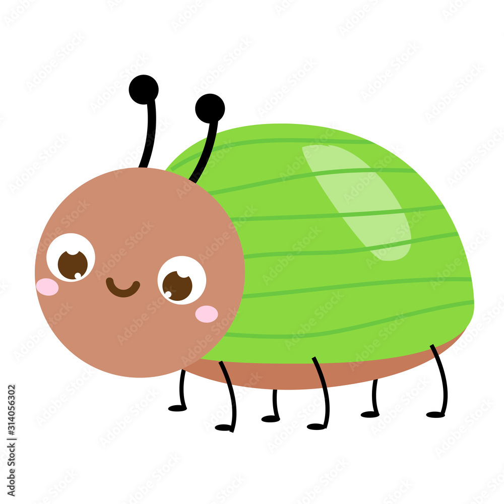 Cartoon beetle. Cute insect bug character. Vector illustration ...