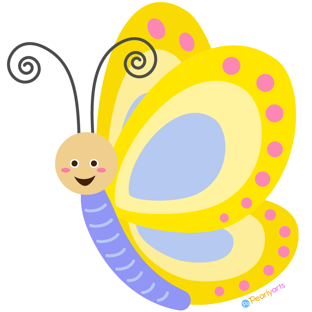 FREE Cute Yellow Butterfly Clipart (PNG file) | Pearly Arts