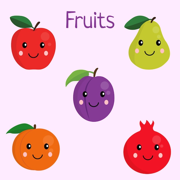 Premium Vector | Cute Fruits Clipart