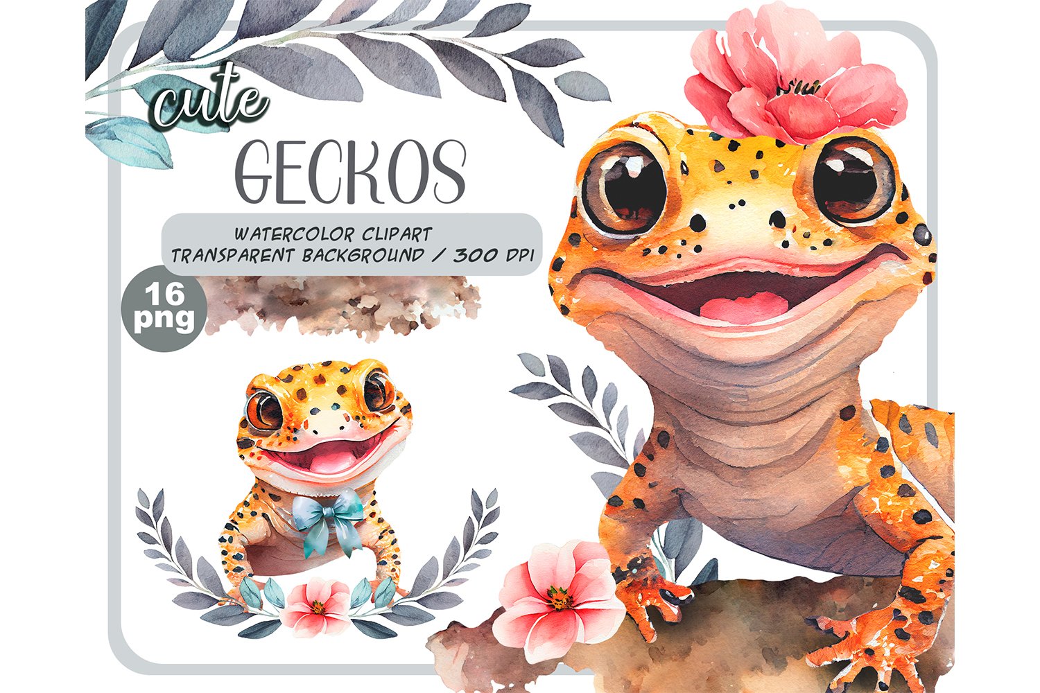 cute gecko cliparts
