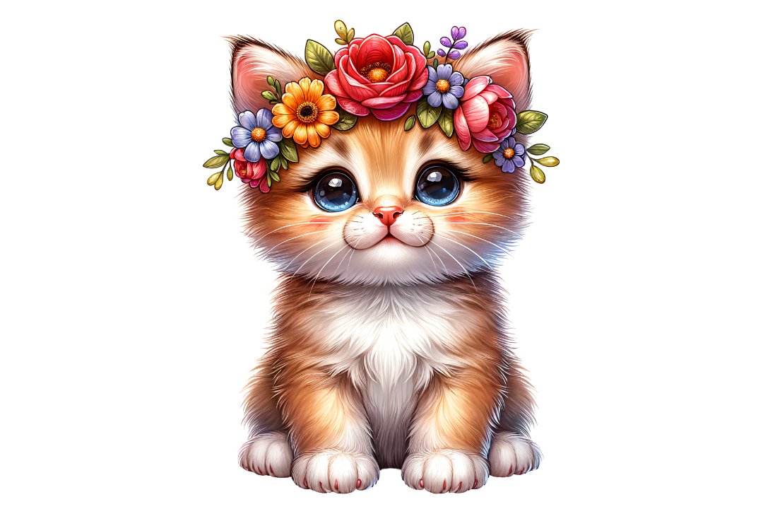Cute Kitten Spring Clipart Sublimation PNG (3333955)