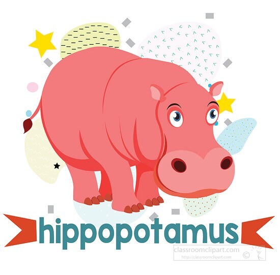 Words and Pictures Clipart-cute hippopotamus learning to read ...