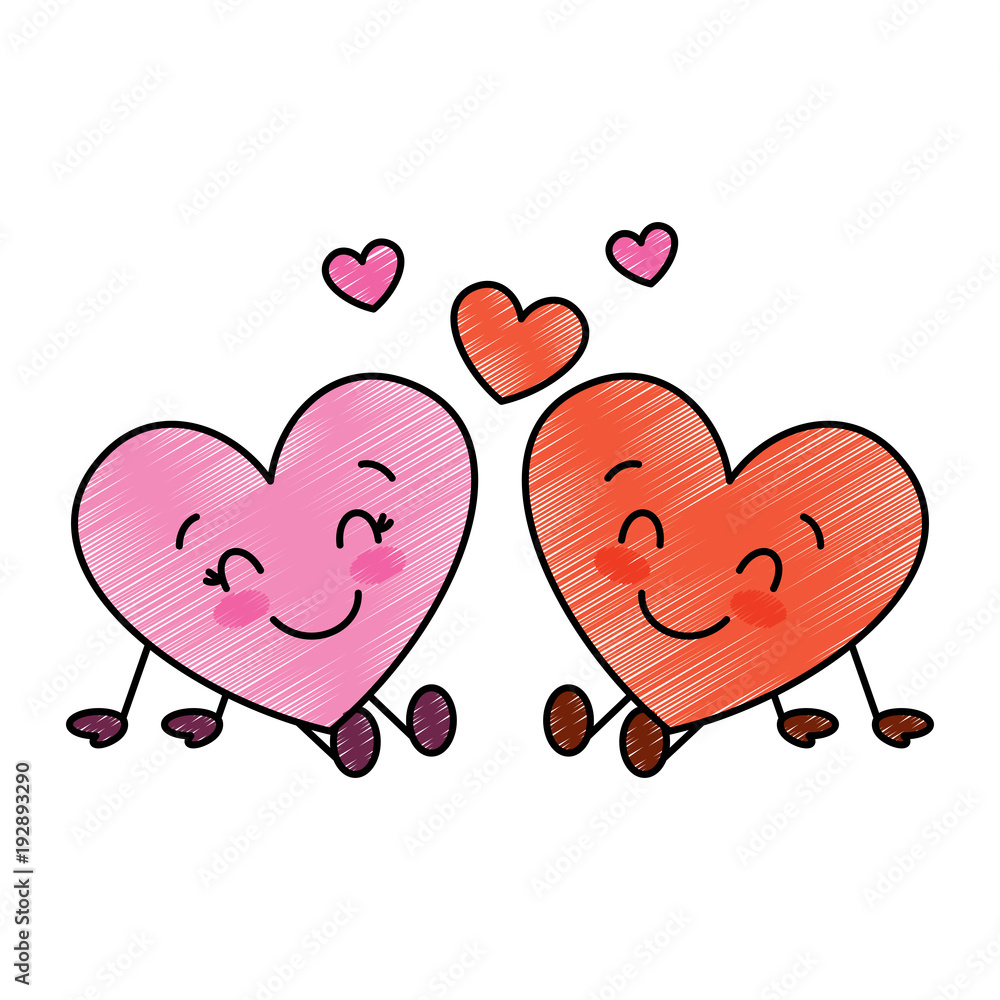 Stock vektorgrafik cute hearts couple sitting cartoon love 5708234