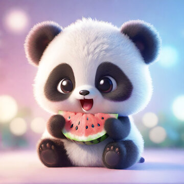 Cute and humorous baby panda hanging from bamboo. Generative AI ...