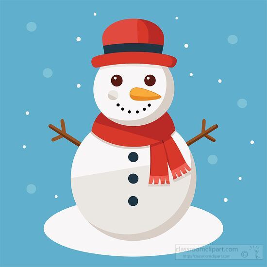 Snowman Clipart-cute snowman in a red hat and scarf is ready for ...