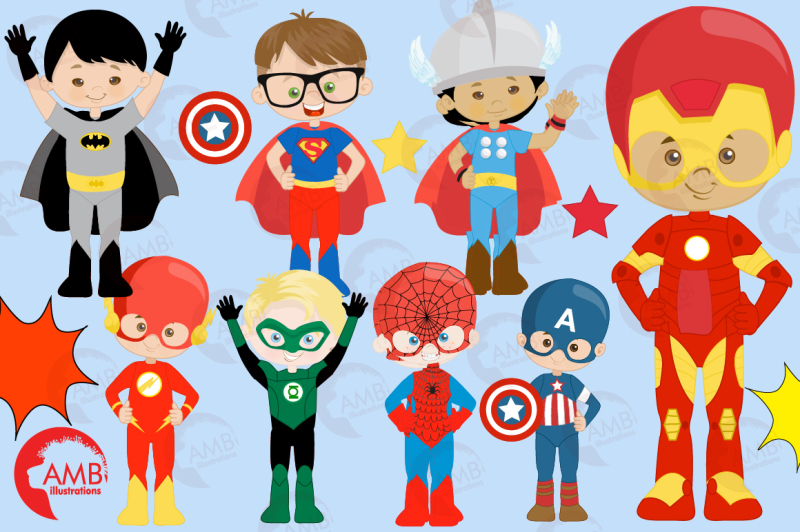 cute superhero cliparts