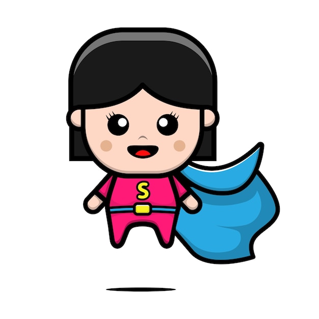 Premium Vector | Cute super hero girl vector illustration