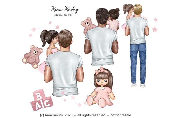 Fathers day clipart, father daughter clipart, dad girl png