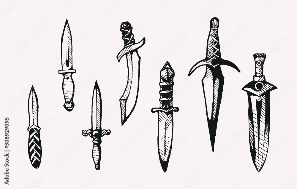 Stock-Vektorgrafik „Daggers hand drawn clipart isolated vector ...