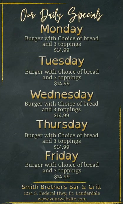 Blackboard Daily Specials Menu-Vorlage | PosterMyWall