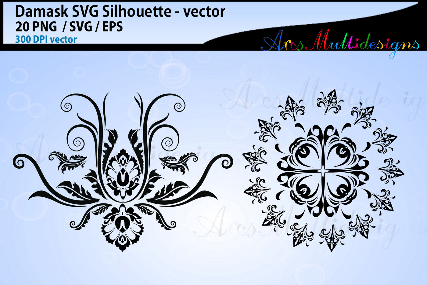 Damask SVG Cut silhouette / Damask vector / damask Floral Cuttable ...