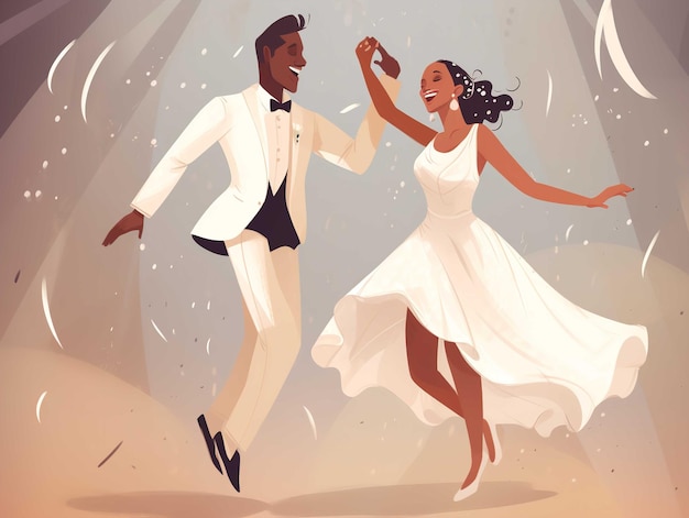 Joyful Dancing Bride and Groom Clipart | Premium AI-generated image